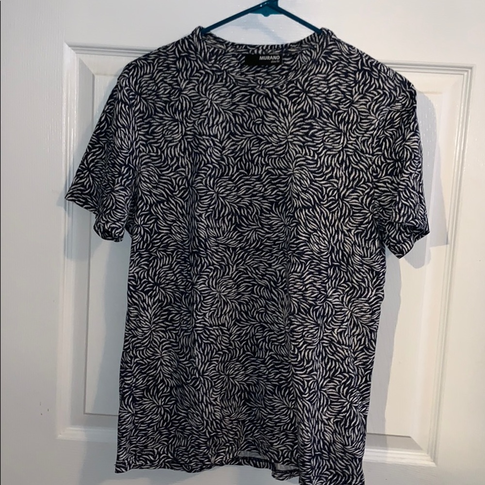 Dark blue white patterned T-shirt